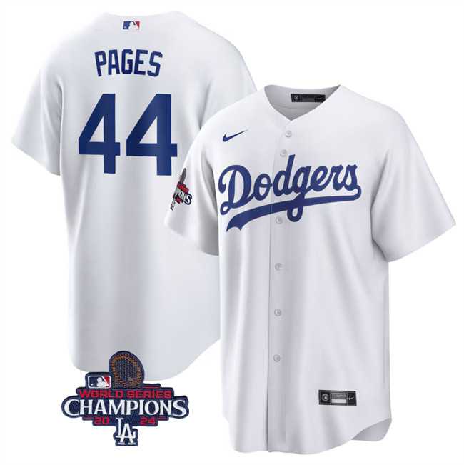 Men's Los Angeles Dodgers #44 Andy Pages White 2024 World Series Cool Base Stitched Baseball Jersey,We sell and wholesale Men's Los Angeles Dodgers #44 Andy Pages White 2024 World Series Cool Base Stitched Baseball Jersey on line form chian!